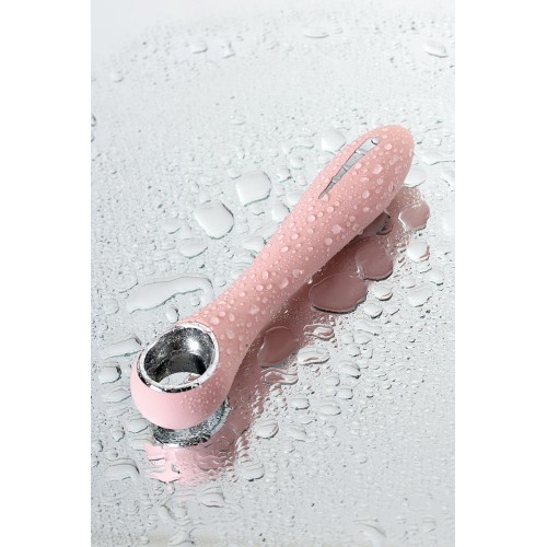 Розовый силиконовый вибратор с электростимуляцией GALVANI VIBE - 21 см.