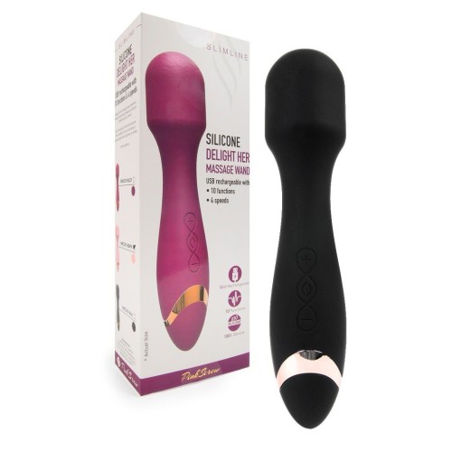 Черный силиконовый wand-вибратор - 18,5 см.