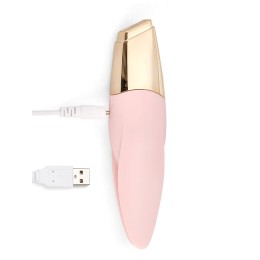 Нежно-розовый мини-вибратор с раздвоенным кончиком - 12,3 см.