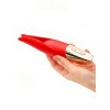 Красный мини-вибратор с раздвоенным кончиком - 12,3 см.