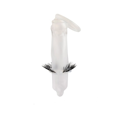 Эластичная насадка на пенис с подхватом мошонки и стимулирующими «ресничками»