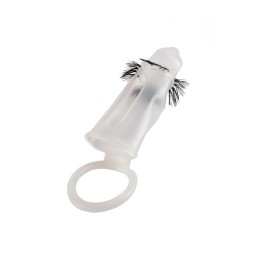 Эластичная насадка на пенис с подхватом мошонки и стимулирующими «ресничками»