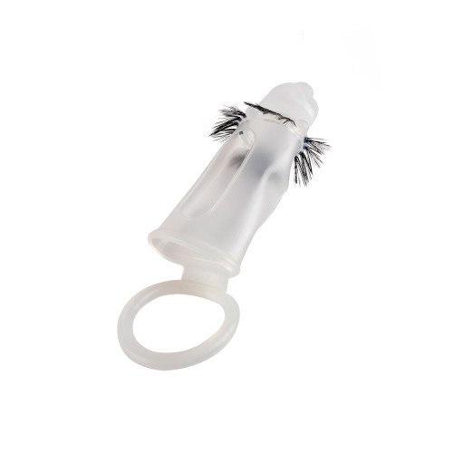 Эластичная насадка на пенис с подхватом мошонки и стимулирующими «ресничками»