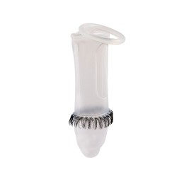 Закрытая насадка на пенис с подхватом мошонки и стимулирующими «ресничками»