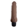 Коричневый вибратор с клиторальным выступом 7  Realistic Vibrator - 21,5 см.
