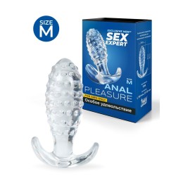 Прозрачная анальная пробка с шишечками - 8 см.