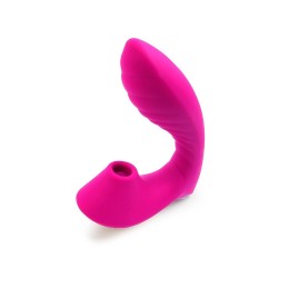 Ярко-розовый вибромассажер с вакуумной стимуляцией клитора