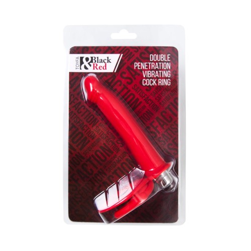 Красная насадка на пенис для двойного проникновения - 19 см.