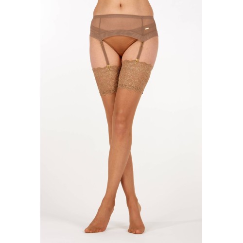 Чулки под пояс на широкой ажурной резинке