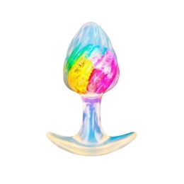 Яркая анальная пробка со спиралевидным рельефом - 9 см.