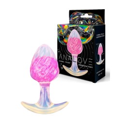 Розоватая анальная пробка со спиралевидным рельефом - 9 см.