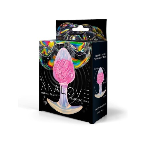 Розоватая анальная пробка со спиралевидным рельефом - 9 см.