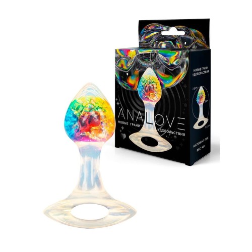 Яркая анальная пробка с ручкой - 8,5 см.