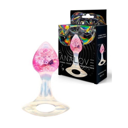 Розоватая анальная пробка с руской - 8,5 см.