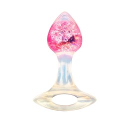 Розоватая анальная пробка с руской - 8,5 см.