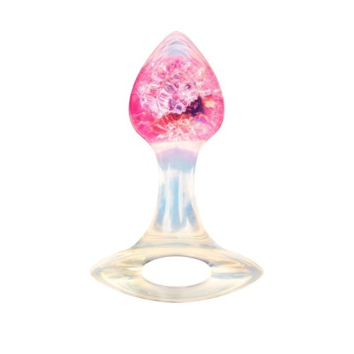 Розоватая анальная пробка с руской - 8,5 см.