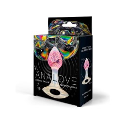 Розоватая анальная пробка с руской - 8,5 см.