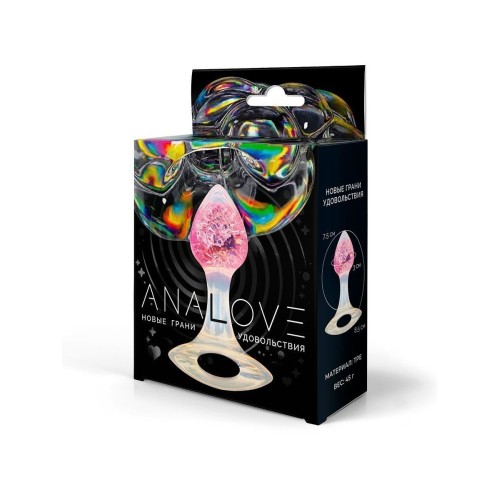 Розоватая анальная пробка с руской - 8,5 см.