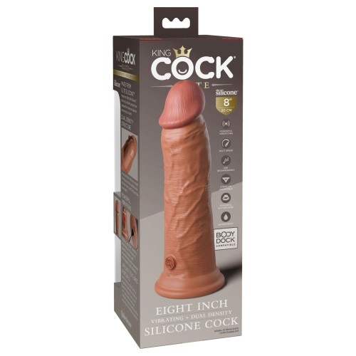 Карамельный вибратор-реалистик 8  Vibrating Silicone Dual Density Cock - 22 см.