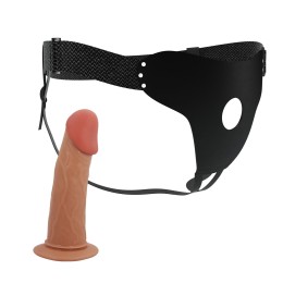 Телесный полый мужской страпон Stark - 17,5 см.