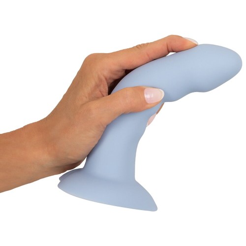 Голубой вибростимулятор на присоске Heart Guy - 17 см.