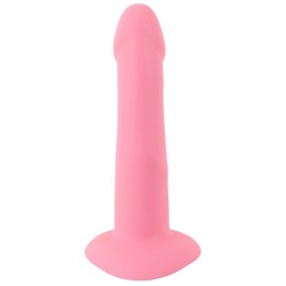 Розовый вибростимулятор на присоске Heart Guy - 19 см.