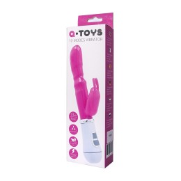 Ярко-розовый вибратор ToyFa A-toys с клиторальным стимулятором - 20 см.