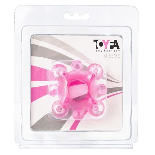 Розовое эрекционное кольцо c бусинками