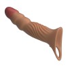 Карамельная удлиняющая насадка на пенис с вибрацией и пультом ДУ