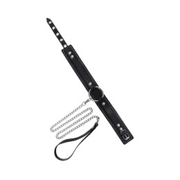 Кожаный ошейник-чокер с поводком