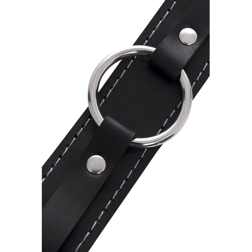 Кожаный ошейник-чокер с поводком