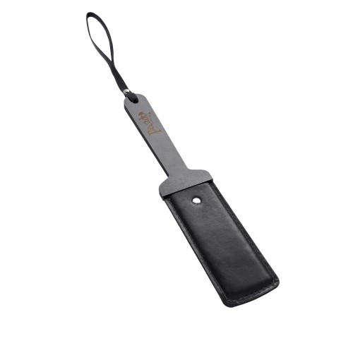 Черный твердый пэддл из натуральной кожи и дерева - 33 см.