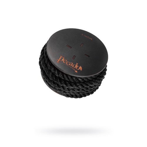 Черная веревка для шибари на катушке - 5 м.