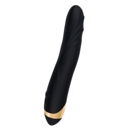 Чёрный вибратор WANAME Storm со стимулирующими рёбрами - 22,5 см.