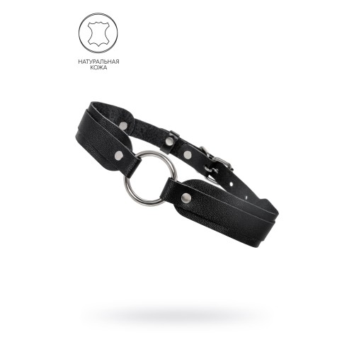 Черный кожаный чокер-ошейник со скруглёнными углами