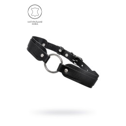 Черный кожаный чокер-ошейник со скруглёнными углами