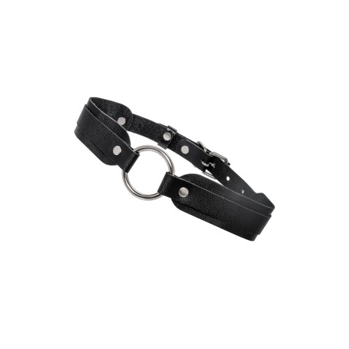 Черный кожаный чокер-ошейник со скруглёнными углами