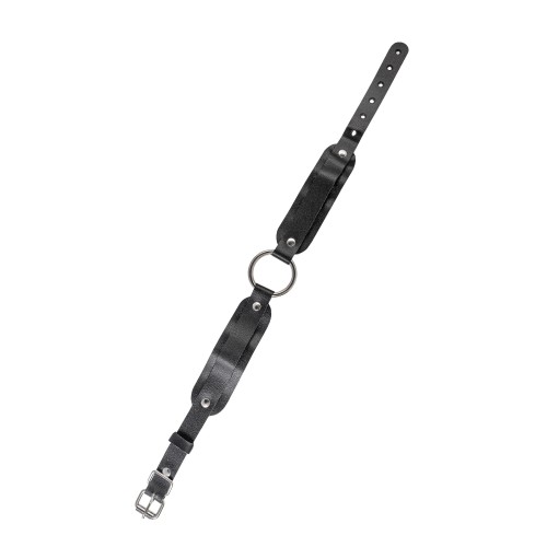 Черный кожаный чокер-ошейник со скруглёнными углами