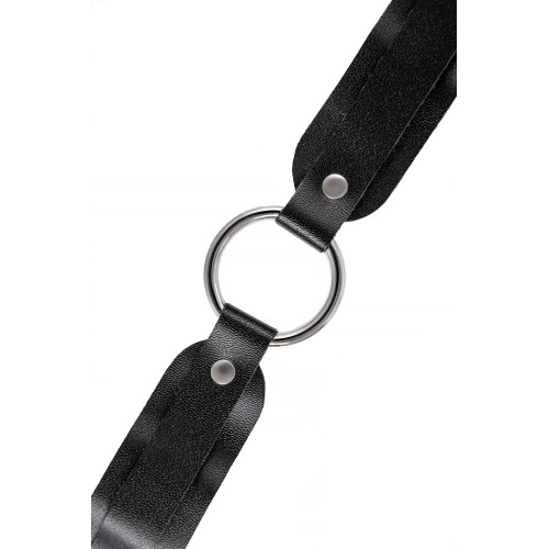 Черный кожаный чокер-ошейник со скруглёнными углами