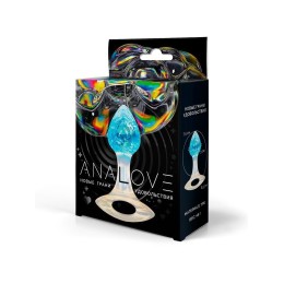 Голубоватая анальная пробка с ручкой - 8,5 см.