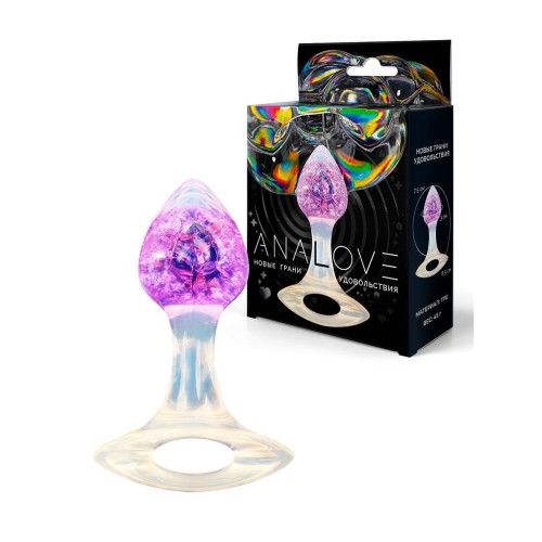 Сиреневатая анальная пробка с ручкой - 8,5 см.