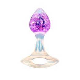 Сиреневатая анальная пробка с ручкой - 8,5 см.