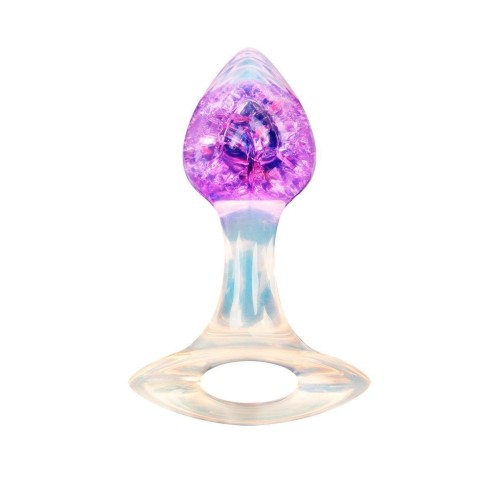 Сиреневатая анальная пробка с ручкой - 8,5 см.