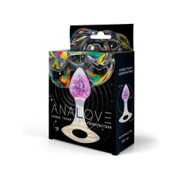 Сиреневатая анальная пробка с ручкой - 8,5 см.