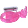 Розовая вибронасадка со стимулятором клитора  Язычок 