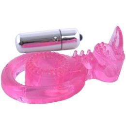 Розовая вибронасадка со стимулятором клитора  Язычок 