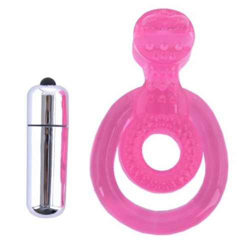 Розовая вибронасадка со стимулятором клитора  Язычок 