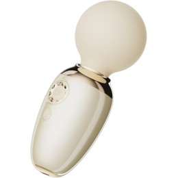 Бежевый мини-вибратор с функцией нагрева Ava