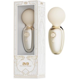 Бежевый мини-вибратор с функцией нагрева Ava