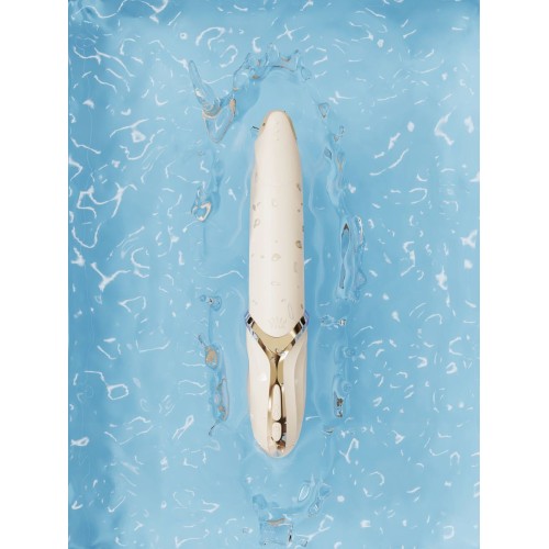 Бежевый вибростимулятор с имитацией оральных ласк и функцией нагрева Eve